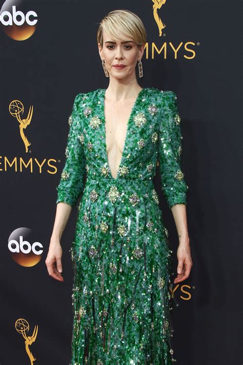 sarah paulson green prada red carpet look|sarah paulson dresses.